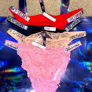 BRAND NEW WITH TAGS LOT OF 4 BLING BOMBSHELL LACE SHINE LOGO BIKINI PANTIES